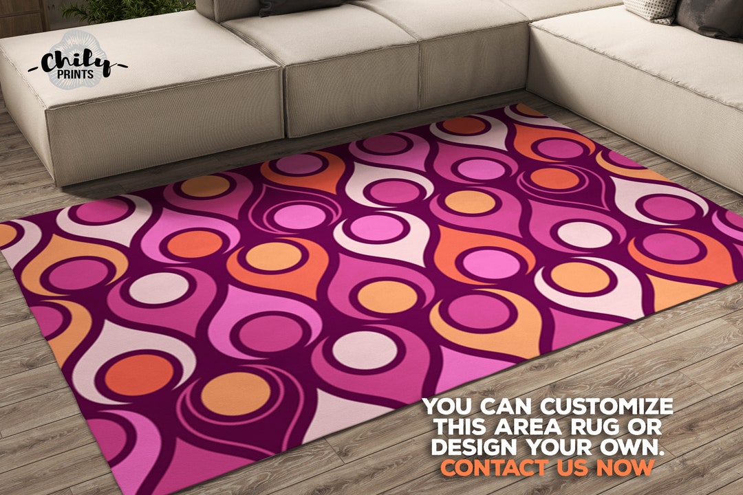Midcentury Home Decor Area Rug, Contemporary Modern Carpet, Retro