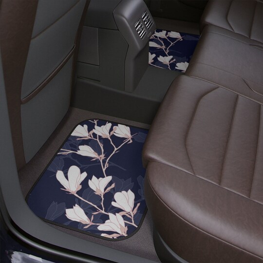 Disover Magnolia flower Japanese Car Floor Mats decor, Japanese Flowers Car Mats, Japanese Flowers Car Accessories, flower print car decor