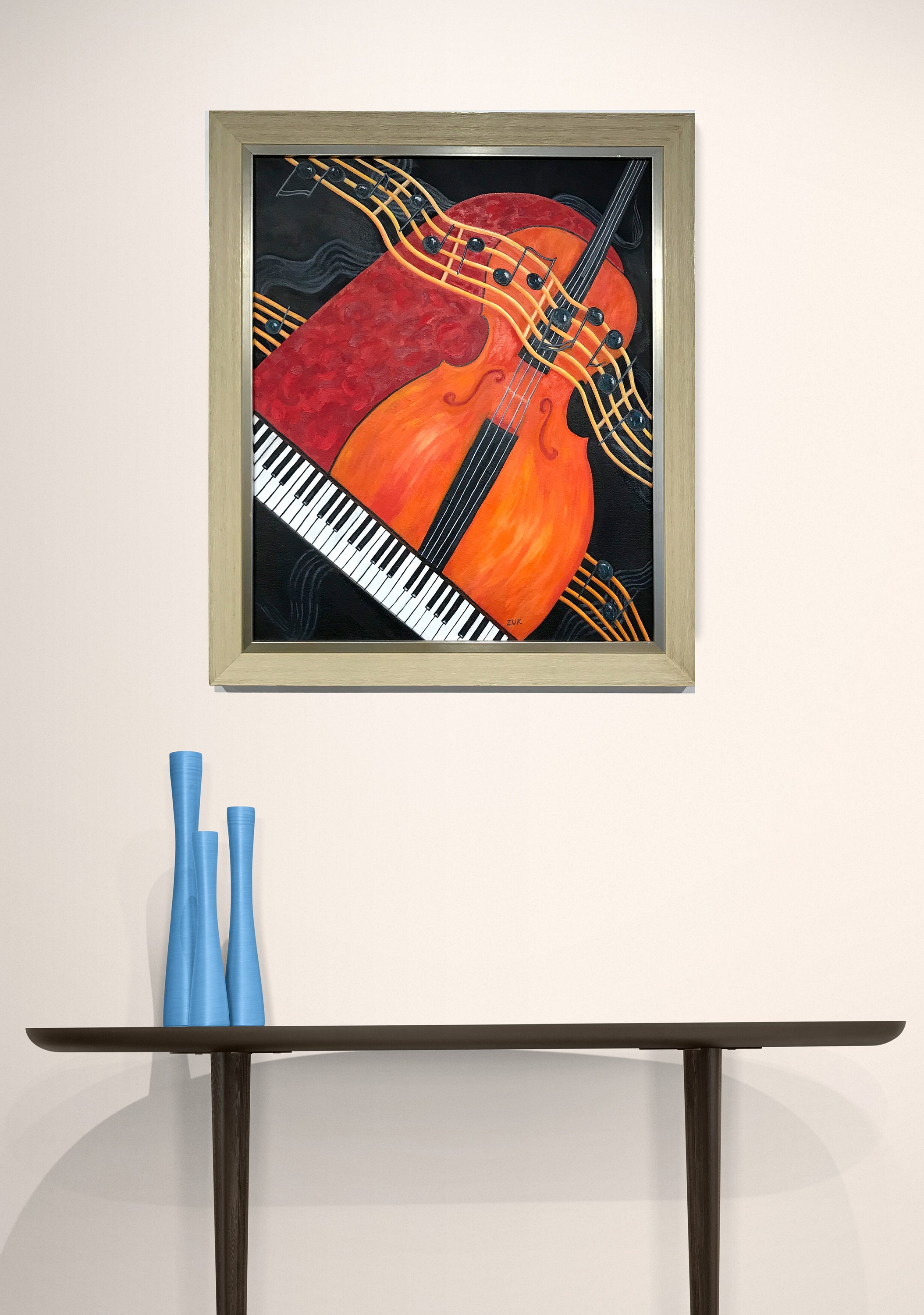 チェロの油絵、鍵盤と浮遊音、音楽アート - Etsy 日本