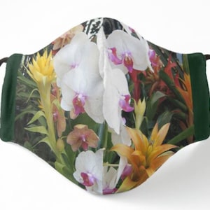 Orchid Face Mask: Colorful Floral Print, Adjustable, Washable