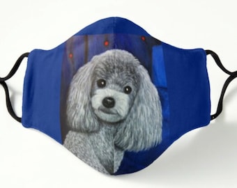 Miniature Poodle Face Mask for Teacup Poodle Dog Lovers. Adults and kids. Comfortable polyester in several styles.