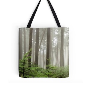 Foggy Forest, Alaska Tote Bag. An Alaskan forest scene from the Tongass National Forest in Ketchikan, Alaska