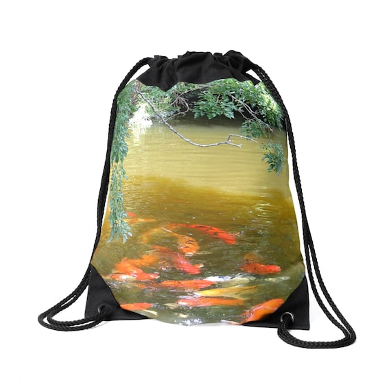 Koi Fish in Pond Drawstring Bag. Koi Swimming and Feeding With Foliage  Cascading Over Water. Florida Tropical Scene From Morikami Gardens. -   Canada