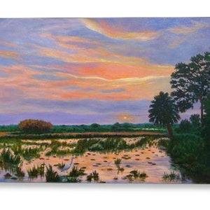 Loxahatchee Sunset Grußkarten. Innen blanko und kann individuell angepasst werden. Sonnenuntergang über den Everglades in Florida im Loxahatchee Wildlife Refuge.