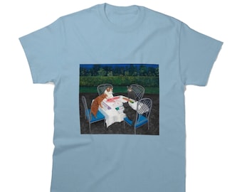 Cats Playing Mahjong T-Shirt: Whimsical Feline Garden Art
