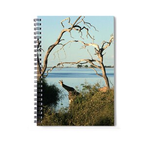 Giraffe under trees spiral notebook. Safari Lover&#39;s notebook. Jungle Animals notebook. Giraffe Lover&#39;s gift