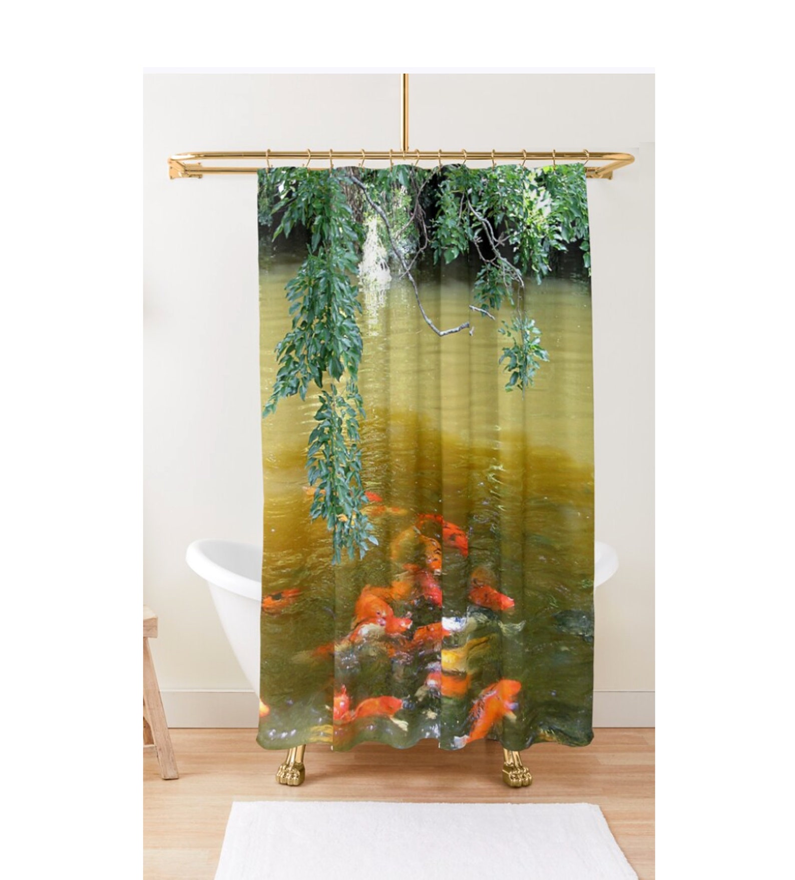 Koi Fish in Pond Designer Shower Curtain. Koi Decor Koi Fish Etsy