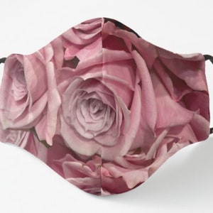 Pink Roses Washable Face Mask. Kids and adults. Several Styes. Spring Flowers mask. Gift for Rose Lovers.
