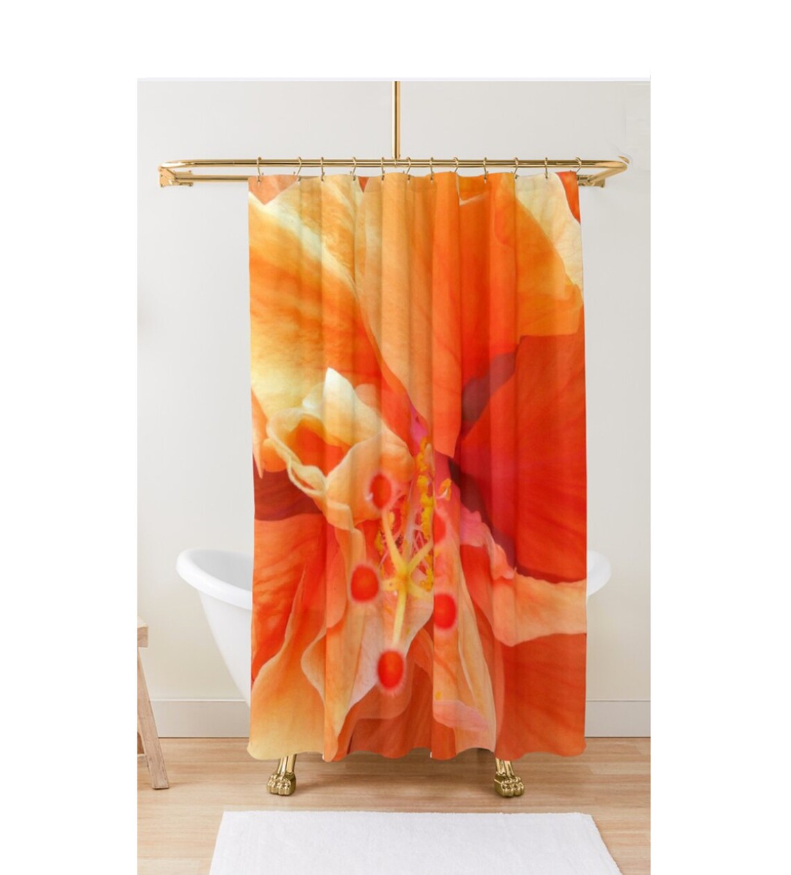 Orange Hibiscus Shower Curtain Orange Flower Petals Shower Etsy