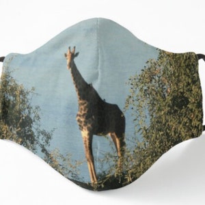 Young Giraffe face mask Safari lover&#39;s gift. Adults and kids. Comfortable polyester. Several Styles.