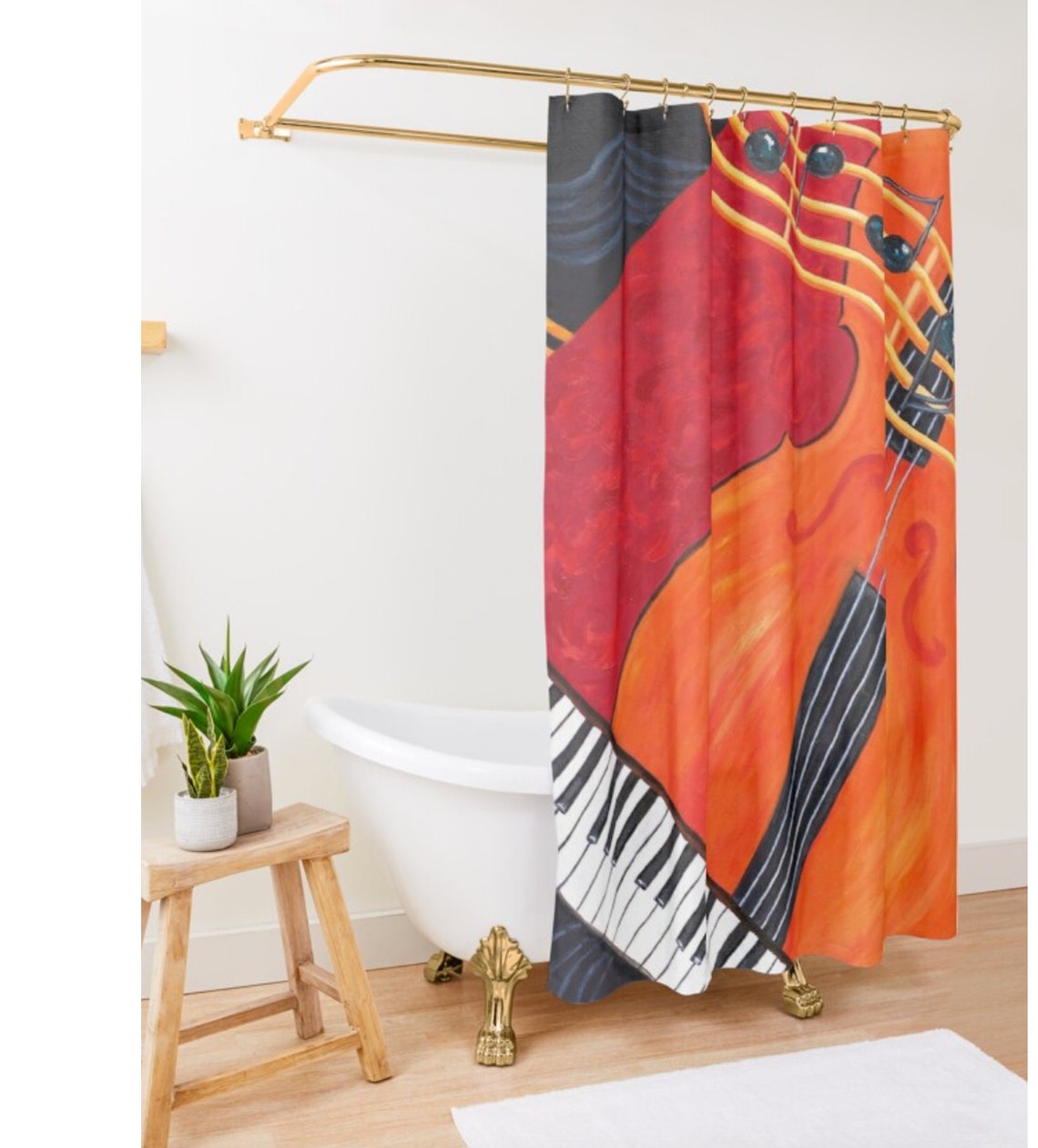 Music Theme Shower Curtain Musician's Decor Keyboard Etsy