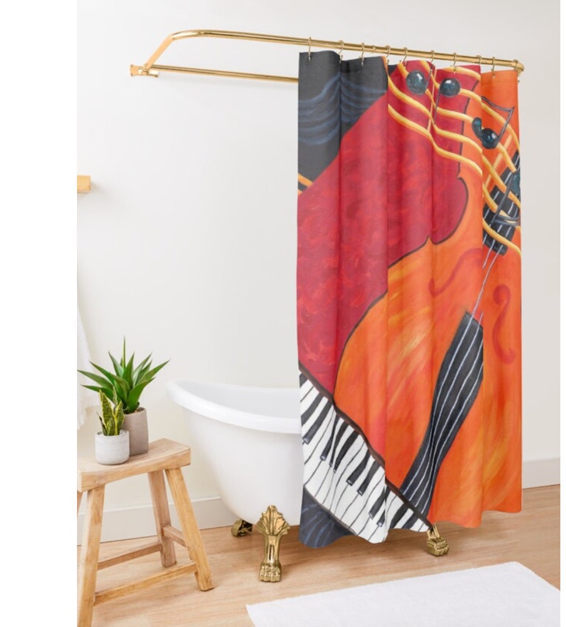 Music Theme Shower Curtain Musician's Decor Keyboard Etsy