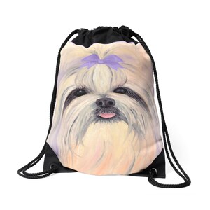 Shih Tzu Drawstring Bag: Abstract Dog Art, School Bag