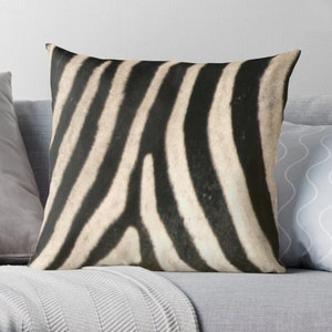 African Zebra Print Pillow,  Wildife Cushion, Safari Pillow, African Zebra Decor. Zebra Lovers Gift.