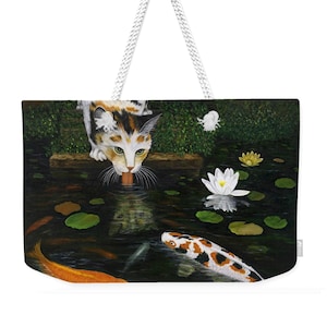 Calico Cat & Koi Fish Weekender Bag: Whimsical Travel Tote