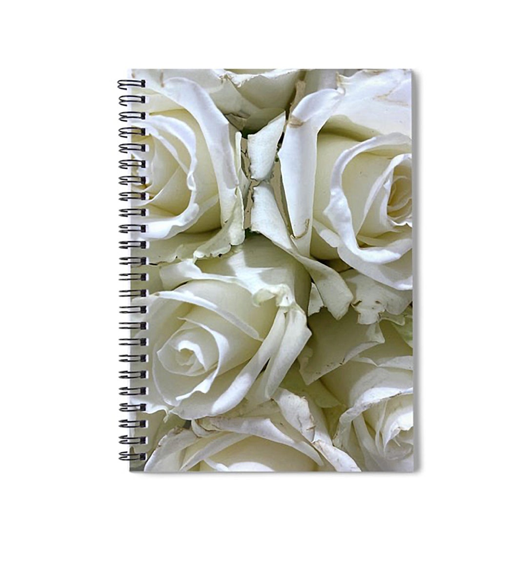 White Roses Spiral Notebook, Floral Journal - Etsy