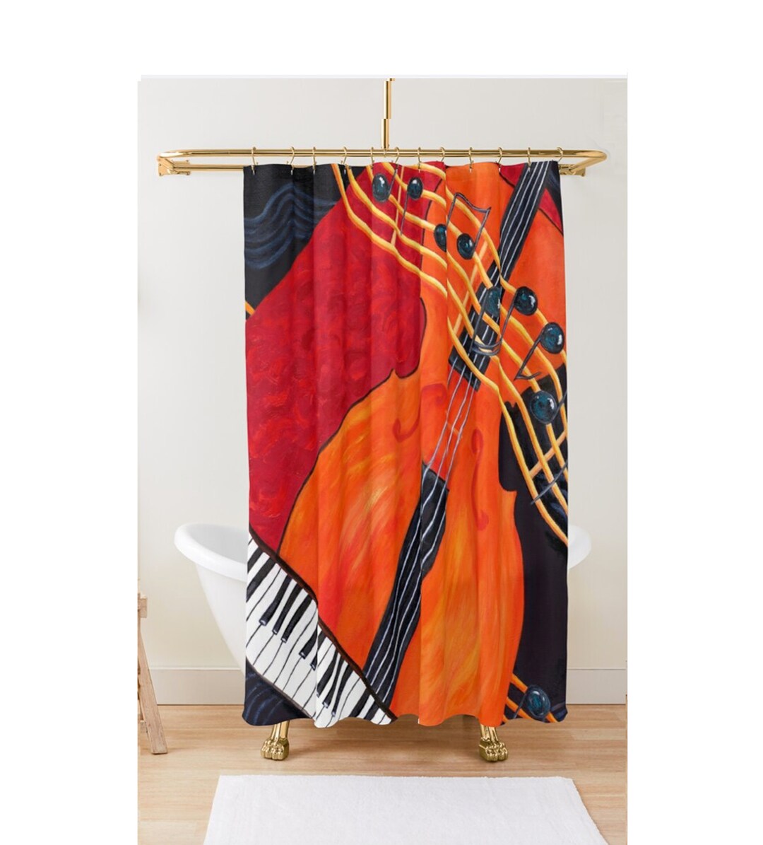 Music Theme Shower Curtain Musician's Decor Keyboard Etsy