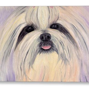 Shitzu-kunstwenskaarten. Blanco binnenkant en kan worden aangepast. Hondenliefhebbers cadeau. Hondenliefhebbers kunst. Abstracte shih-tzukunst