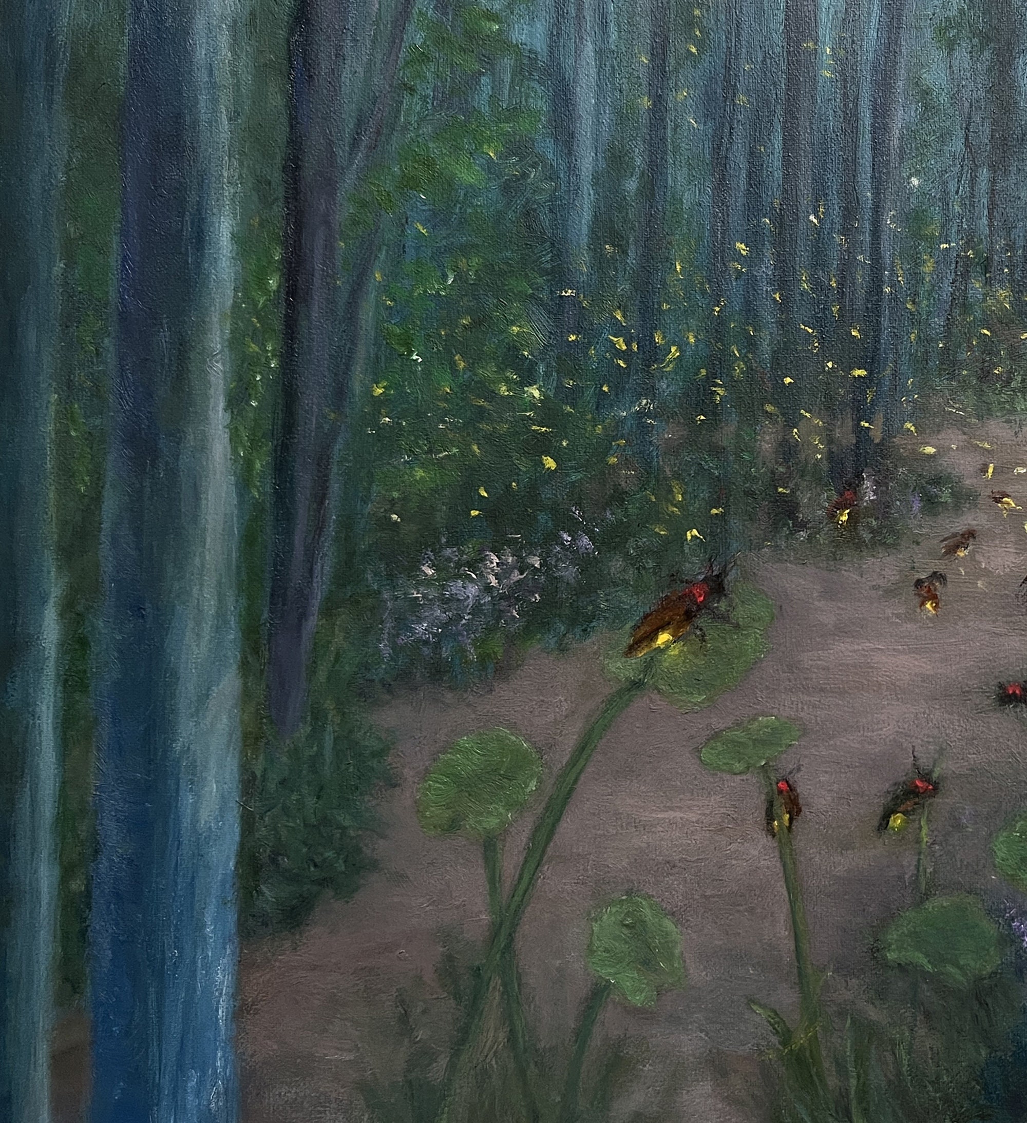 Fireflies in the Forest Art Print. Lightening Bugs or Glow Worms ...
