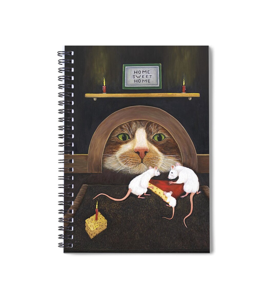 Whiskers and Wildflowers' cat large spiral bound journal