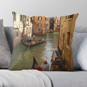 Venice Gondolas throw pillow. A unique pillow for Venice lovers. Cushions, Pillows. Home Decor. Travel.