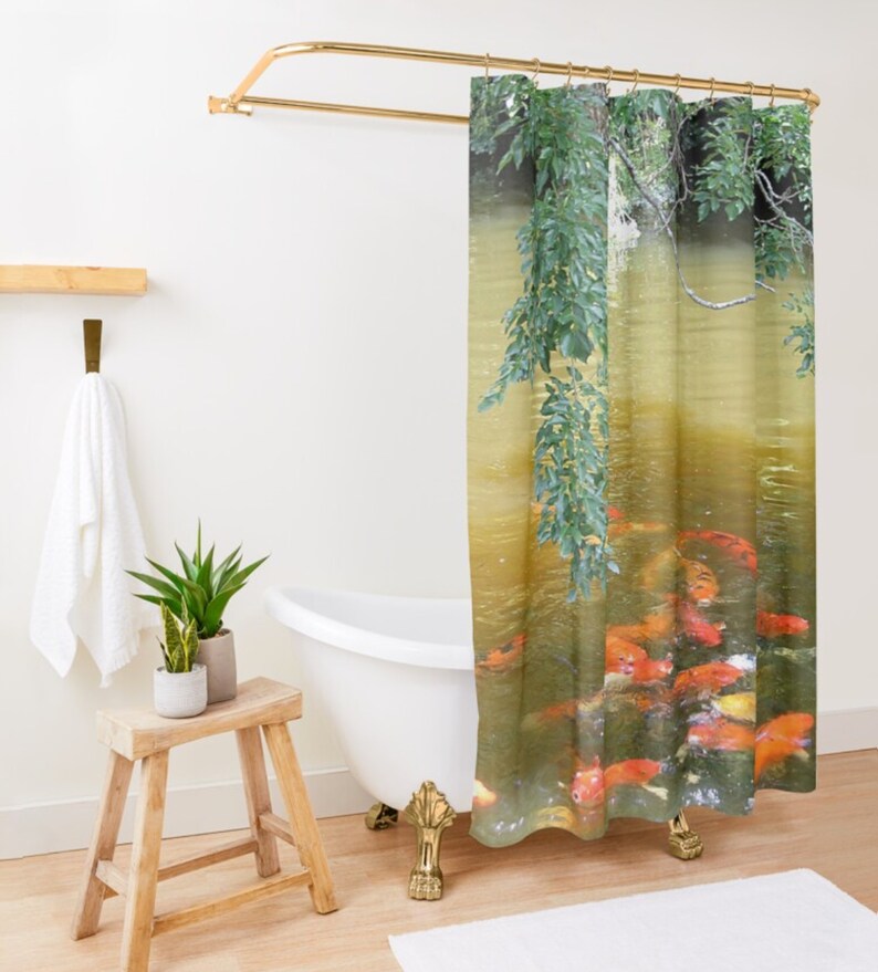 Koi Fish in Pond Designer Shower Curtain. Koi Decor Koi Fish Etsy