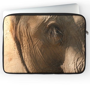 Elephant Eye Close Up Laptop Cover. Elephant Face Laptop Sleeve. Elephant Lover&#39;s gift. Botswana, South Africa. Elephant Laptop Bag