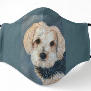 Yorkshire Terrier Face Mask: White Yorkie Portrait, Adjustable