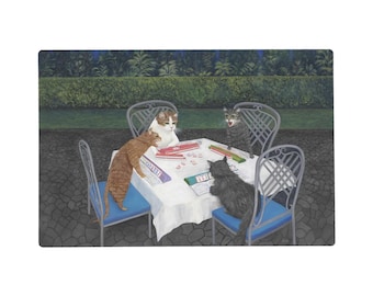 Grillige katten spelen mahjong gelamineerde placemat - kattenliefhebber cadeau