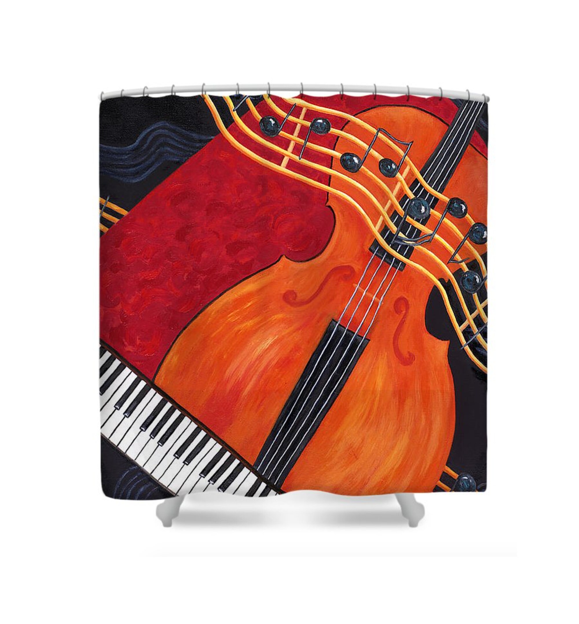 Music Theme Shower Curtain Musician's Decor Keyboard Etsy