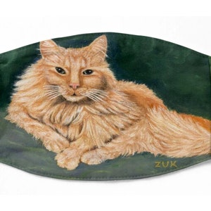 Ginger Tabby Cat Face Mask: Orange Cat Oil Portrait