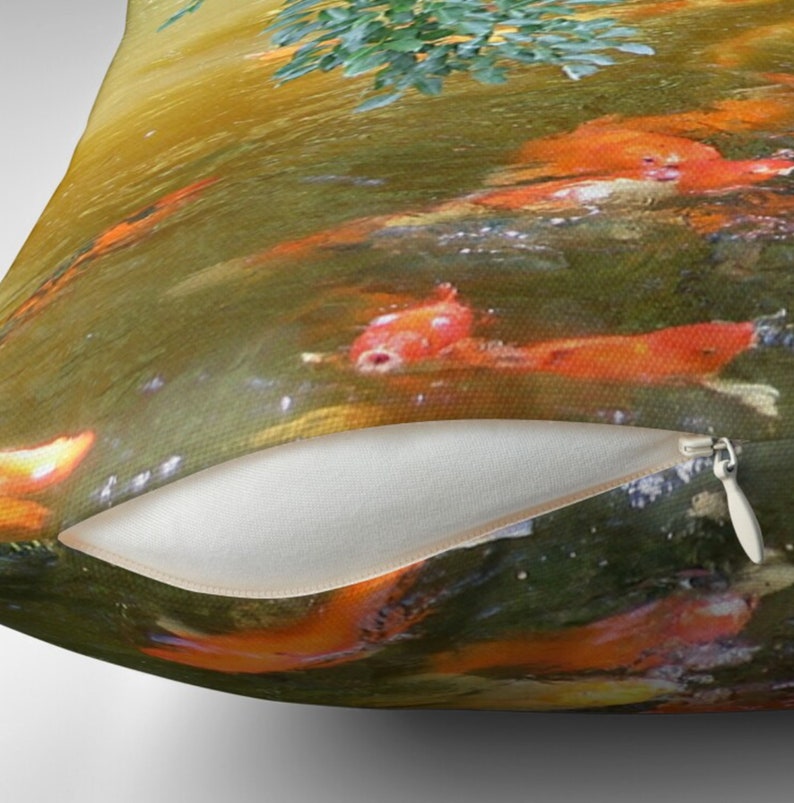 Koi Fish Pillow Colorful Koi Cushion Koi Swimming With Etsy