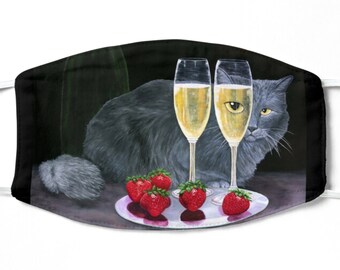 Mascarilla facial de gato gris con champán y fresas: un regalo para los amantes de los gatos