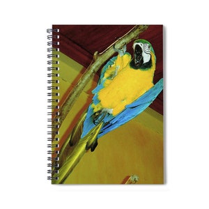 Macaw Parrot spiral notebook. Tropical Bird Lovers Notebook.