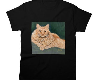 Orange Tabby Cat T-shirt. Ginger Cat T-shirt. Orange Long