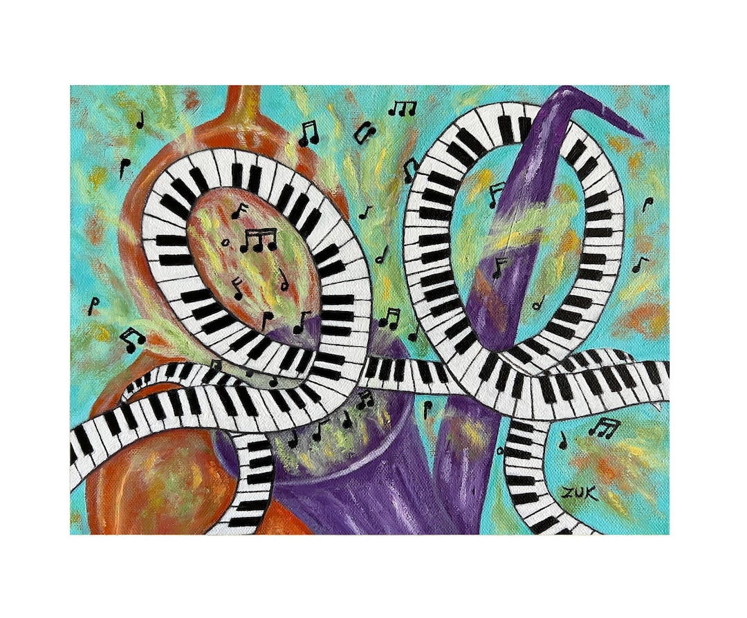 Jazz Trio Art Print. Colorful Art for the Music Lover. Sax Etsy
