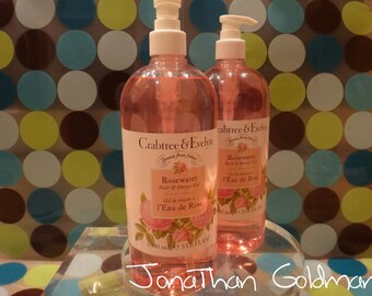 Crabtree & Evelyn Rosewater Bath and Shower Gel Large Bottle 1000mL 33.8 Fl Oz NEW