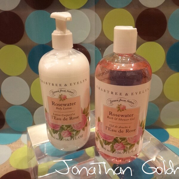 PAIR of Crabtree & Evelyn Rosewater Bath and Shower Gel and Body Lotion 500mL 16.9 Fl Oz NEW