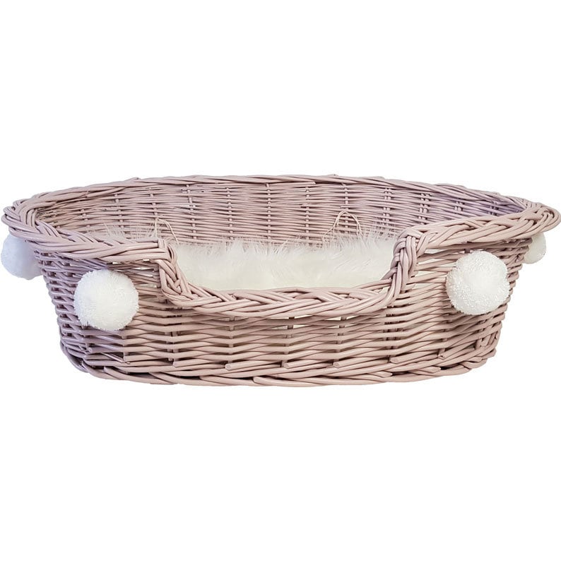 York, Maltese, Shih Tzu, Maine Coon Wicker Bed Cat Dog Wicker Lair with Pompons Bright Roses For Dog,Cat