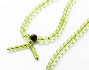 Green Amber 108 Mala Beads – Buddhist Prayer Japamala