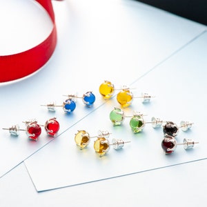 Stud earrings made of 100% Natural Amber, Ball shape amber & sterling silver ag925 stud, Amber earrings set, Little earrings