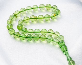 Perline di preghiera ambra verde fatte di perline a forma di palla da 33 8 mm, perline di preghiera islamiche, Tesbih, Misbaha, Rosario ambrato, Ambra naturale