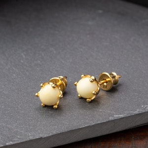 Genuine baltic amber stud earrings, gold plated silver stud, baltic amber jewelry, earrings for womens and girls, chic stud