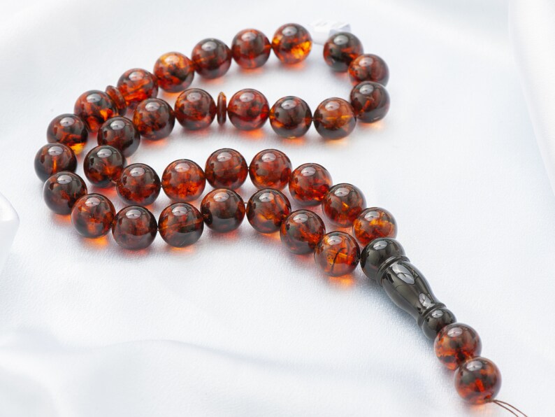 Baltic Amber Prayer beads 33 Tesbi color 70% Houston Mall OFF Outlet 16mm ball brown