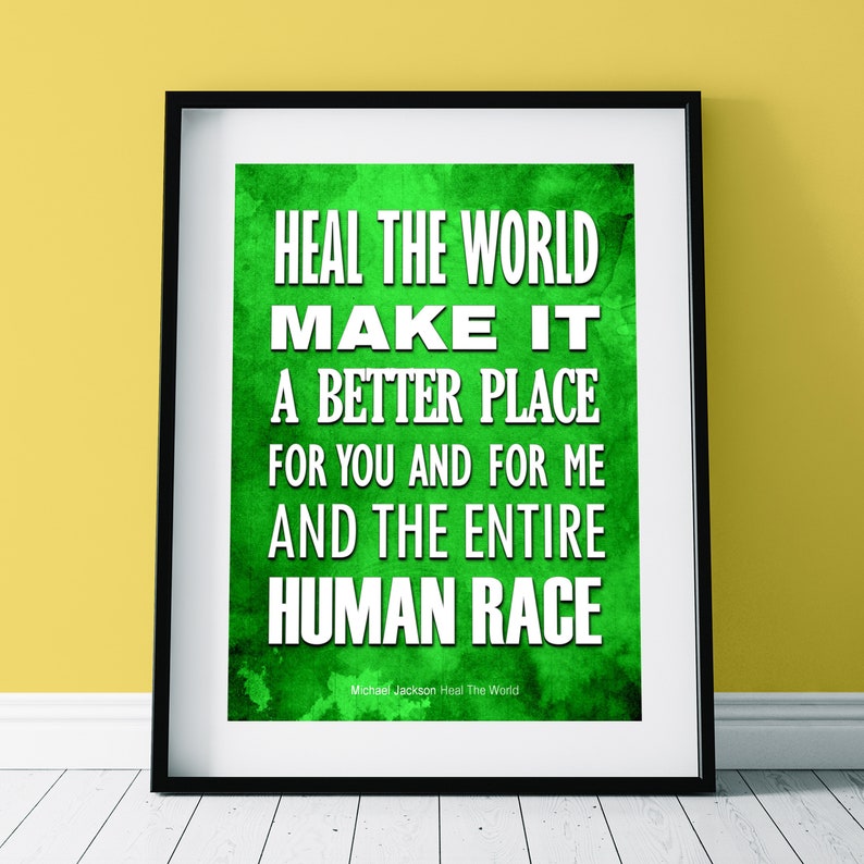 MICHAEL JACKSON 'Heal the World' Music Lyrics Poster Etsy