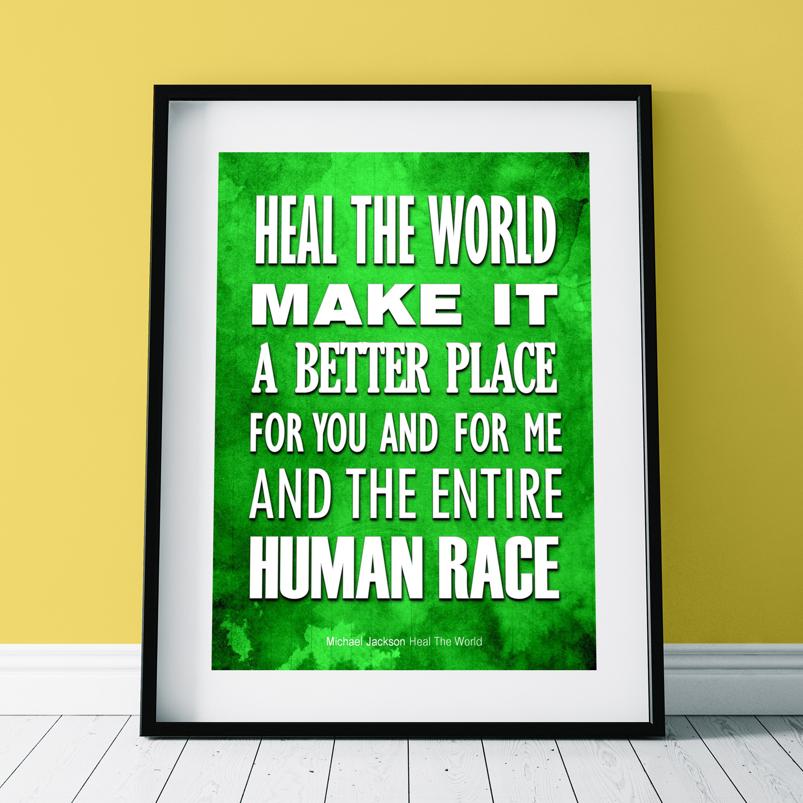 Michael Jackson Heal The World Music Lyrics Poster Etsy