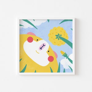 POV Dandelion Guinea Pig Print | Funny | Cute | 8x8"