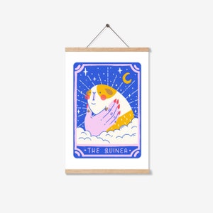 Impression de tarot de cochon d'Inde | Illustration | Cadeau pour animal de compagnie | Mignon | Positif | Amour de soi | Animaux | A4
