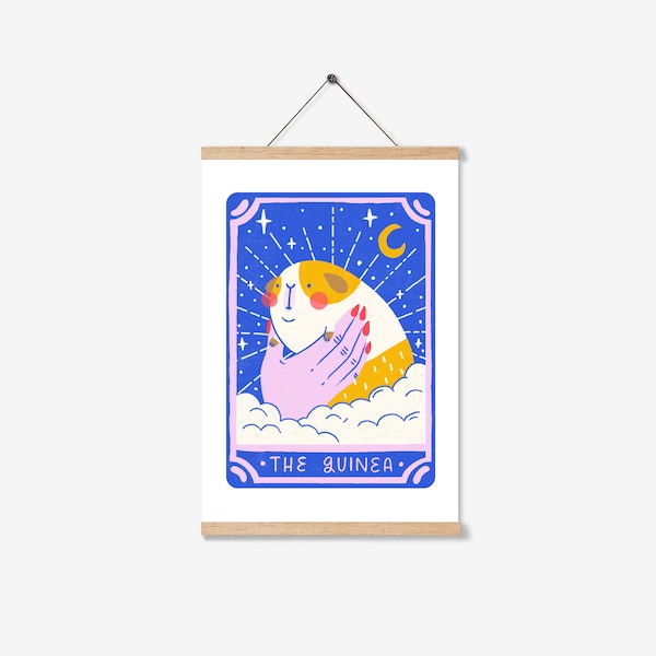 Meerschweinchen Tarot Print | Illustration | Haustier Geschenk | Niedlich | Positiv | Selbstliebe | Tier | A4