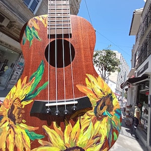 Hand painted ukuleles, custom painted ukulele, original design musical instruments